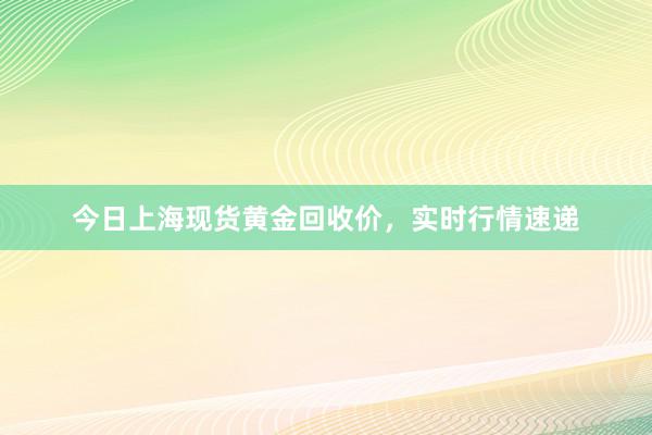 今日上海现货黄金回收价，实时行情速递